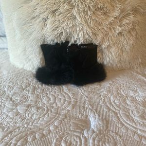 Sheepskin Suede & Rabbit Fur fingerless gloves